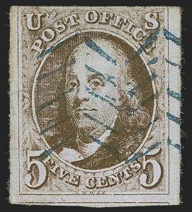 Sale 1255, Lot 65, 5c 1847 Issue, Cancellations: Grid and Fancy (Scott 1)