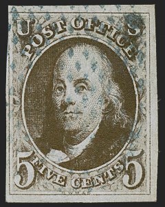 Sale 1255, Lot 66, 5c 1847 Issue, Cancellations: Grid and Fancy (Scott 1)