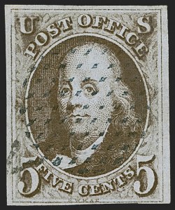 Sale 1255, Lot 67, 5c 1847 Issue, Cancellations: Grid and Fancy (Scott 1)