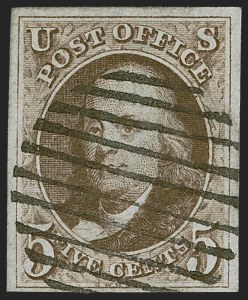 Sale 1255, Lot 74, 5c 1847 Issue, Cancellations: Colored Cancels (Scott 1)