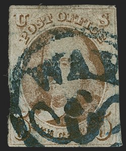 Sale 1255, Lot 80, 5c 1847 Issue, Cancellations: "Paid", "Way", Numerals (Scott 1)