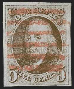 Sale 1255, Lot 93, 5c 1847 Issue, Cancellations: Railroads and Steamboat (Scott 1)