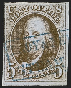 Sale 1255, Lot 95, 5c 1847 Issue, Cancellations: Railroads and Steamboat (Scott 1)