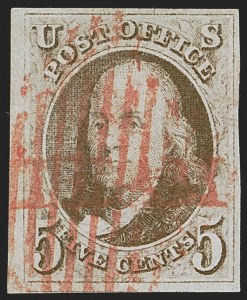 Sale 1255, Lot 96, 5c 1847 Issue, Cancellations: Railroads and Steamboat (Scott 1)