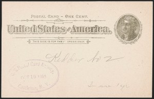 Sale 1268, Lot 507, Postal Card Essays and Errors