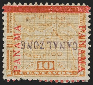 Sale 1285, Lot 2324, Canal Zone, CANAL ZONE, 1904, 5c Blue, 10c Yellow, "Canal Zone" Inverted (2a, 3a) Sale 1285, Lot 2324, Canal Zone