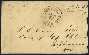 Sale 1291, Lot 443, Florida in the Civil War: Towns and Handstamped Paid