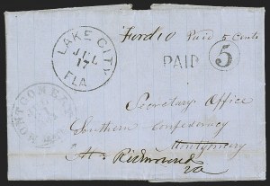 Sale 1291, Lot 456, Florida in the Civil War: Towns and Handstamped Paid