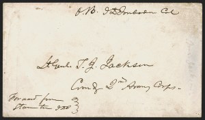 Sale 1291, Lot 593, Civil War Military Mails: Confederate Military and Govt. Figures
