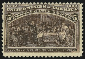 Sale 905, Lot 1103, Specimens (see Officials section also), 5c Columbian, "Specimen" Ovpt., Ty. E (234S-E) Sale 905, Lot 1103, Specimens (see Officials section also)