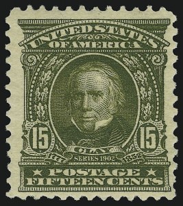 Sale 905, Lot 2307, 1902-08 Issues (Scott 300 thru 320), 15c Olive Green (309) Sale 905, Lot 2307, 1902-08 Issues (Scott 300 thru 320)