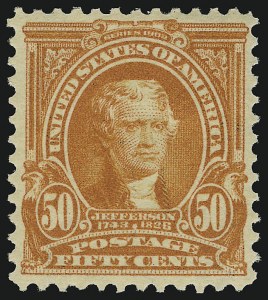 Sale 905, Lot 2313, 1902-08 Issues (Scott 300 thru 320), 50c Orange (310) Sale 905, Lot 2313, 1902-08 Issues (Scott 300 thru 320)
