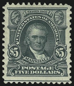 Sale 905, Lot 2331, 1902-08 Issues (Scott 300 thru 320), $5.00 Dark Green (313) Sale 905, Lot 2331, 1902-08 Issues (Scott 300 thru 320)