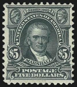 Sale 905, Lot 2333, 1902-08 Issues (Scott 300 thru 320), $5.00 Dark Green (313) Sale 905, Lot 2333, 1902-08 Issues (Scott 300 thru 320)
