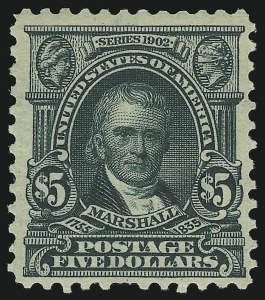 Sale 905, Lot 2334, 1902-08 Issues (Scott 300 thru 320), $5.00 Dark Green (313) Sale 905, Lot 2334, 1902-08 Issues (Scott 300 thru 320)