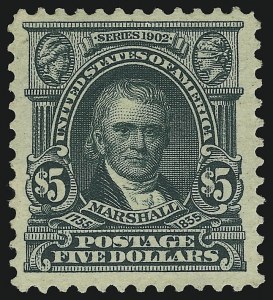 Sale 905, Lot 2335, 1902-08 Issues (Scott 300 thru 320), $5.00 Dark Green (313) Sale 905, Lot 2335, 1902-08 Issues (Scott 300 thru 320)