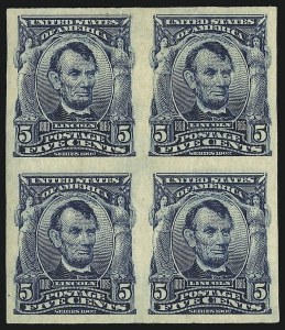 Sale 905, Lot 2343, 1902-08 Issues (Scott 300 thru 320), 5c Blue, Imperforate (315) Sale 905, Lot 2343, 1902-08 Issues (Scott 300 thru 320)