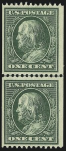Sale 905, Lot 2407, 1908-09 Washington-Franklin Issues (Scott 331 thru 356), 1c Green, Coil (348) Sale 905, Lot 2407, 1908-09 Washington-Franklin Issues (Scott 331 thru 356)