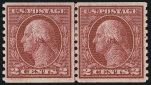Sale 905, Lot 2628, Washington-Franklin Issues (Scott 424 to 458), 2c Carmine Rose, Ty. I, Coil (453) Sale 905, Lot 2628, Washington-Franklin Issues (Scott 424 to 458)
