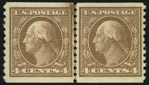 Sale 905, Lot 2683, 1916-23 Issues (Scott 491 to 519), 4c Orange Brown, Coil (495) Sale 905, Lot 2683, 1916-23 Issues (Scott 491 to 519)