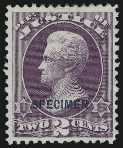 Sale 905, Lot 3328, Official Specimens and Sepcimens, 2c Justice, Specimen Ovpt. (O26S) Sale 905, Lot 3328, Official Specimens and Sepcimens