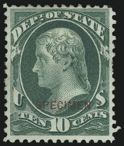 Sale 905, Lot 3357, Official Specimens and Sepcimens, 10c State, Specimen Ovpt. (O62Sa) Sale 905, Lot 3357, Official Specimens and Sepcimens