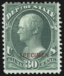 Sale 905, Lot 3361, Official Specimens and Sepcimens, 30c State, Specimen Ovpt. (O66S) Sale 905, Lot 3361, Official Specimens and Sepcimens