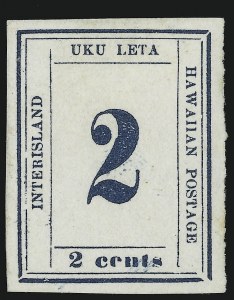 Sale 905, Lot 3828, Hawaii, 1865, 2c Dark Blue (26) Sale 905, Lot 3828, Hawaii