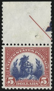 Sale 914, Lot 1858, 1922-29 and Later Issues (Scott 551 to 599A), $5.00 Carmine & Blue (573) Sale 914, Lot 1858, 1922-29 and Later Issues (Scott 551 to 599A)