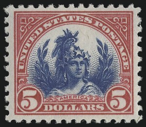 Sale 914, Lot 1860, 1922-29 and Later Issues (Scott 551 to 599A), $5.00 Carmine & Blue (573) Sale 914, Lot 1860, 1922-29 and Later Issues (Scott 551 to 599A)