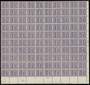 Sale 914, Lot 2577, Sheets and Large Multiples, 3c Violet (537) Sale 914, Lot 2577, Sheets and Large Multiples