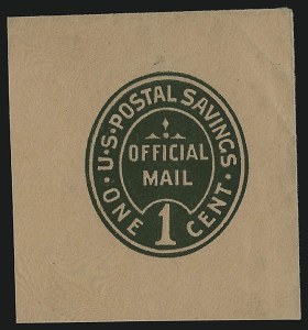 Sale 914, Lot 2980, Official Stationery, 1c-2c 1911 Postal Savings Issue (UO70-UO72) Sale 914, Lot 2980, Official Stationery