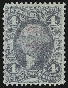 Sale 914, Lot 3041, Revenues, 4c Playing Cards, Perforated (R21c) Sale 914, Lot 3041, Revenues