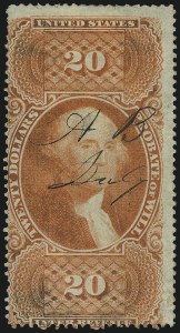 Sale 914, Lot 3061, Revenues, $20.00 Probate of Will, Perforated (R99c) Sale 914, Lot 3061, Revenues
