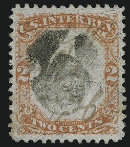 Sale 914, Lot 3081, Revenues, 2c Orange & Black, Third Issue, Inverted Center (R135b) Sale 914, Lot 3081, Revenues