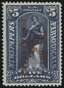 Sale 914, Lot 3083, Revenues, $5.00 Dark Blue, Surcharges Reading Up, Down (R159-R160) Sale 914, Lot 3083, Revenues