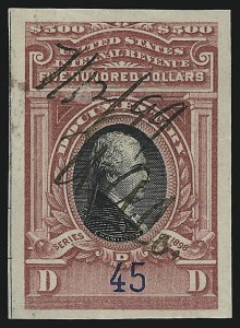 Sale 914, Lot 3089, Revenues, $500.00 Carmine & Lake (R180) Sale 914, Lot 3089, Revenues