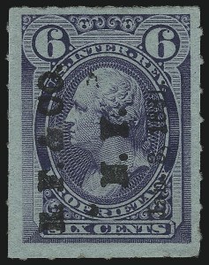 Sale 914, Lot 3107, Revenues, 6c Violet Blue, Rouletted (RB17c) Sale 914, Lot 3107, Revenues