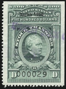 Sale 914, Lot 3117, Revenues, $30.00-$1,000.00 Green, "Series 1950" (RD330-RD335) Sale 914, Lot 3117, Revenues