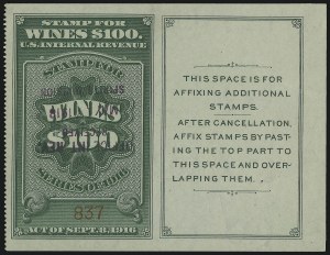 Sale 914, Lot 3120, Revenues, $20..0-$100.00 Green (RE56-RE59) Sale 914, Lot 3120, Revenues