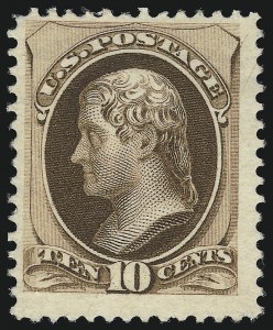 Sale 914, Lot 786, 1870-88 Bank Note Issues (Scott 178 thru 191), 10c Brown, Without Secret Mark (187) Sale 914, Lot 786, 1870-88 Bank Note Issues (Scott 178 thru 191)