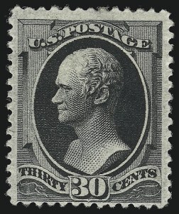 Sale 914, Lot 802, 1870-88 Bank Note Issues (Scott 178 thru 191), 30c Full Black (190) Sale 914, Lot 802, 1870-88 Bank Note Issues (Scott 178 thru 191)