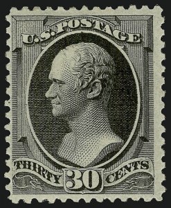 Sale 914, Lot 803, 1870-88 Bank Note Issues (Scott 178 thru 191), 30c Full Black (190) Sale 914, Lot 803, 1870-88 Bank Note Issues (Scott 178 thru 191)