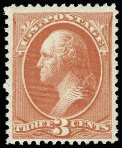 Sale 923, Lot 2414, 1870-88 Bank Note Issues (Scott 205 thru 218), 3c Vermilion (214) Sale 923, Lot 2414, 1870-88 Bank Note Issues (Scott 205 thru 218)