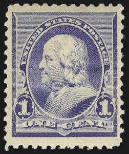Sale 929, Lot 212, 1890 Small Bank Note Issue (Scott 219 thru 229), 1c Dull Blue (219) Sale 929, Lot 212, 1890 Small Bank Note Issue (Scott 219 thru 229)