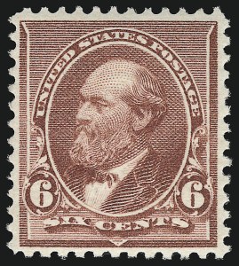 Sale 929, Lot 215, 1890 Small Bank Note Issue (Scott 219 thru 229), 6c Brown Red (224) Sale 929, Lot 215, 1890 Small Bank Note Issue (Scott 219 thru 229)