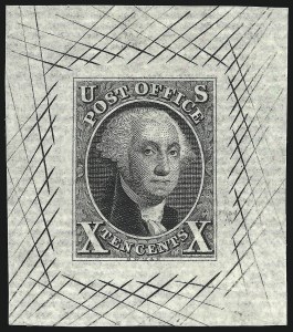 Sale 930, Lot 1008, Essays, Proofs and Specimens: Postmasters` Provisionals thru 1847 Issue, 10c Black, Large Die Proof on White Bond (2P1a) Sale 930, Lot 1008, Essays, Proofs and Specimens: Postmasters` Provisionals thru 1847 Issue