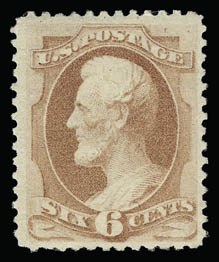 Sale 930, Lot 2067, 1879 American Bank Note Co. Issue (Scott 182-191), 6c Pink (186) Sale 930, Lot 2067, 1879 American Bank Note Co. Issue (Scott 182-191)