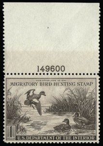 Sale 930, Lot 2983, Hunting Permits, $1.00 1940, 1942 Hunting Permits (RW7, RW9) Sale 930, Lot 2983, Hunting Permits