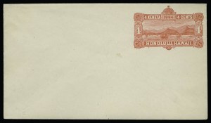 Sale 930, Lot 3110, Hawaii, 1884, 4c Red entire, Blue Inside (U7) Sale 930, Lot 3110, Hawaii